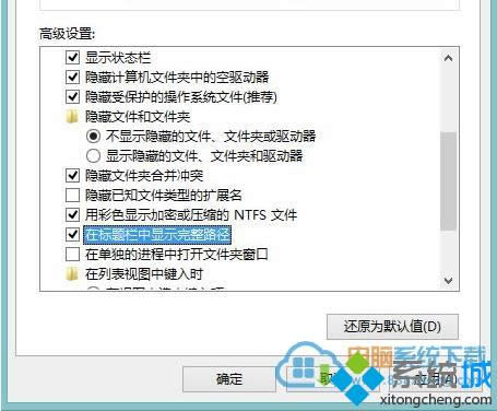 勾选“在标题栏中显示完整路径”
