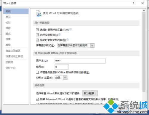 打开Word选项对话窗口